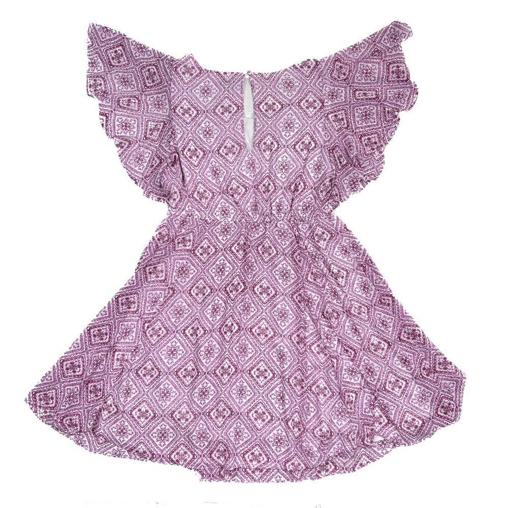 torrid Mini Chiffon Skater Dress Flutter Sleeve Berry Floral Size 1‎ - NWOT - Picture 4 of 8